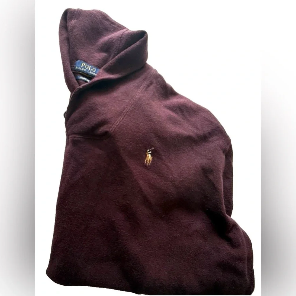 Polo Ralph Lauren Estate Rib Shawl-Collar Sweater Cotton Pullover Size L Maroon